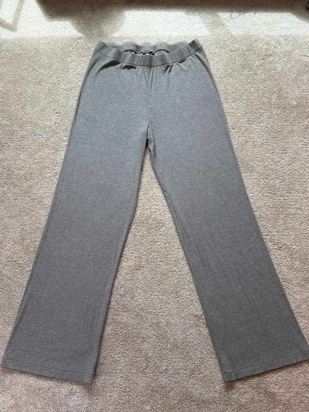 SKIMS Soft Lounge Pants Gray Ribbed Modal Drawstring Elastic Waist Size L